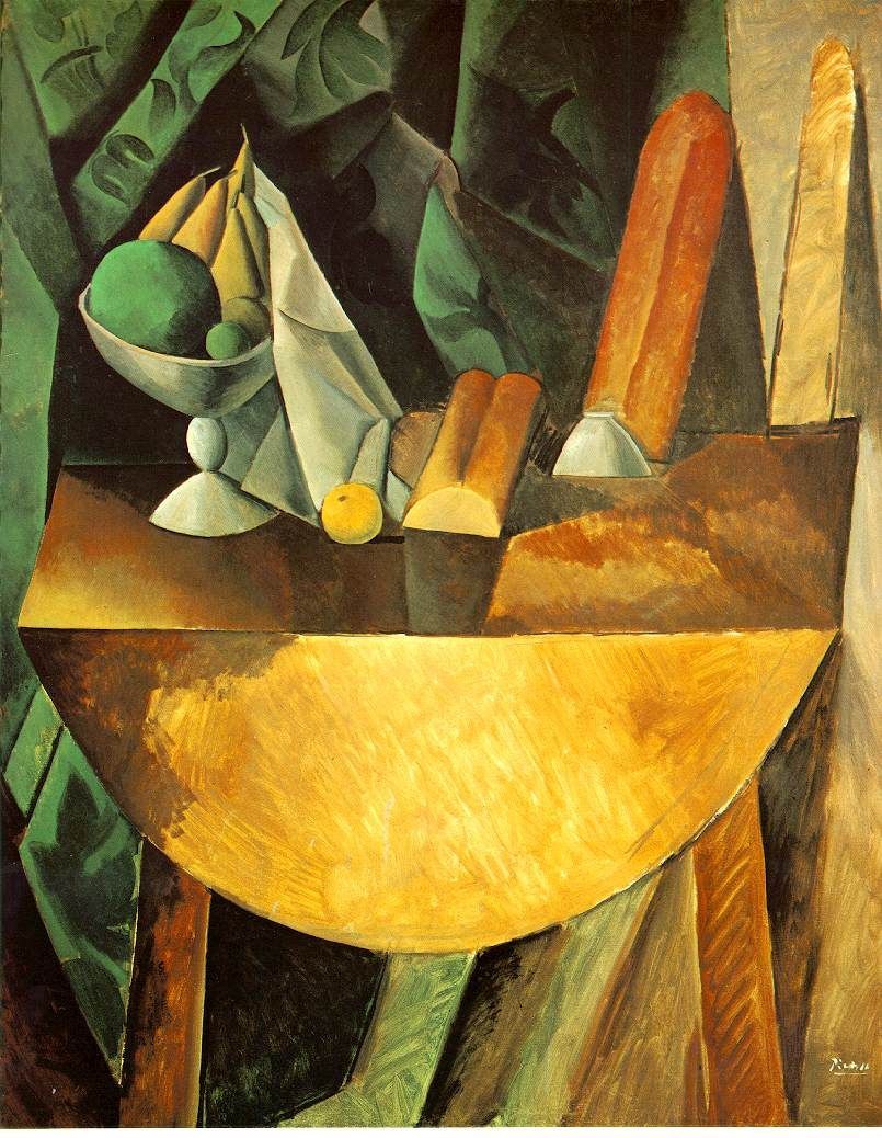 Pablo Picasso Bread and Fruit Dish on a Table